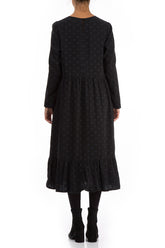 Flared Dotty Black Silk Dress 2