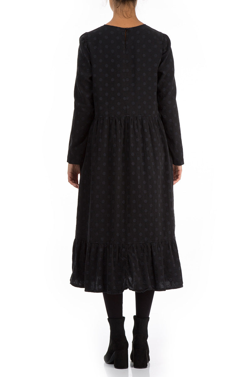 Flared Dotty Black Silk Dress 2