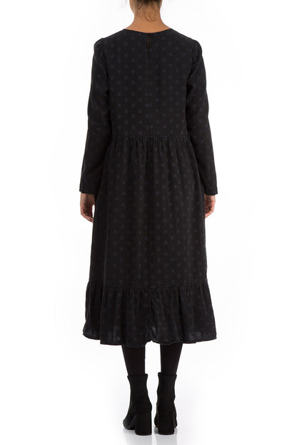 Flared Dotty Black Silk Dress 2