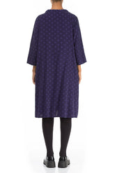 Flared Dotty Royal Purple Silk Cotton Dress 2