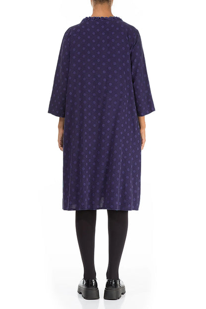 Flared Dotty Royal Purple Silk Cotton Dress 2