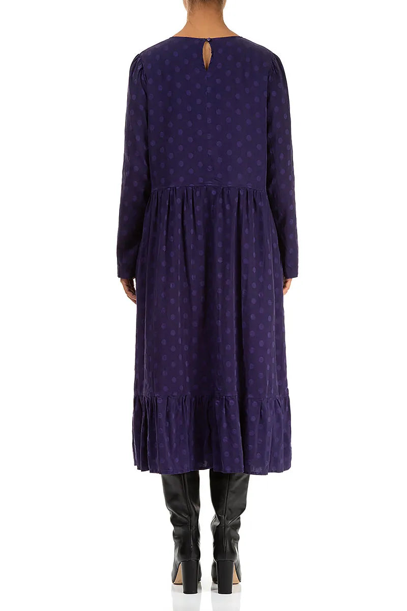 Flared Dotty Royal Purple Silk Dress 2