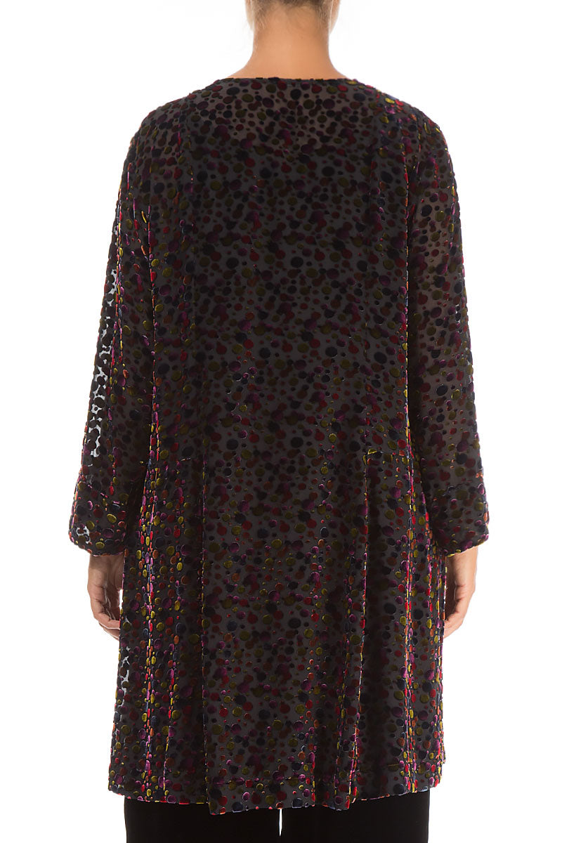 Veste festive évasée en velours de soie dévoré