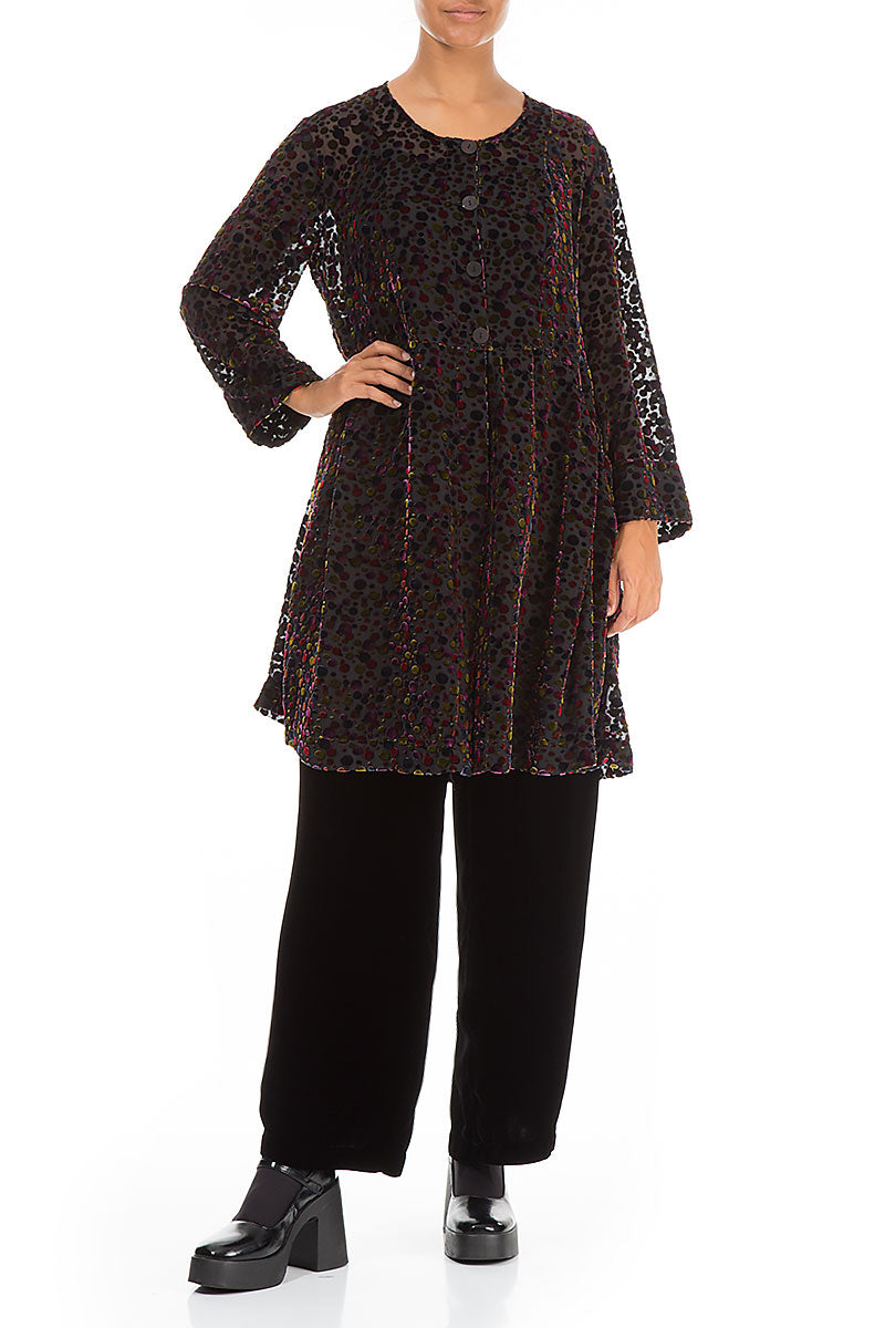 Veste festive évasée en velours de soie dévoré