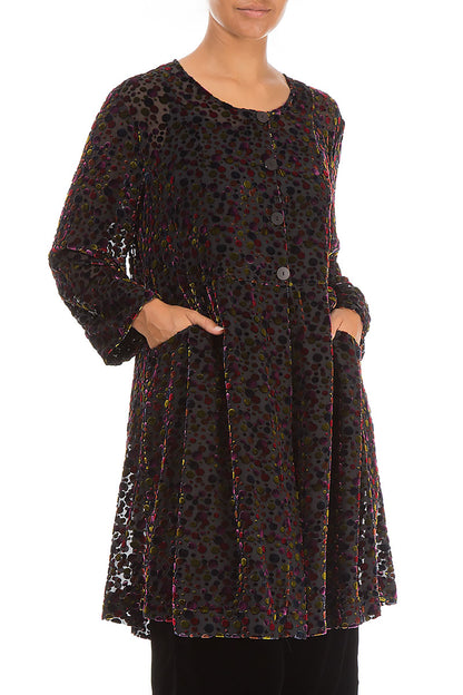 Veste festive évasée en velours de soie dévoré