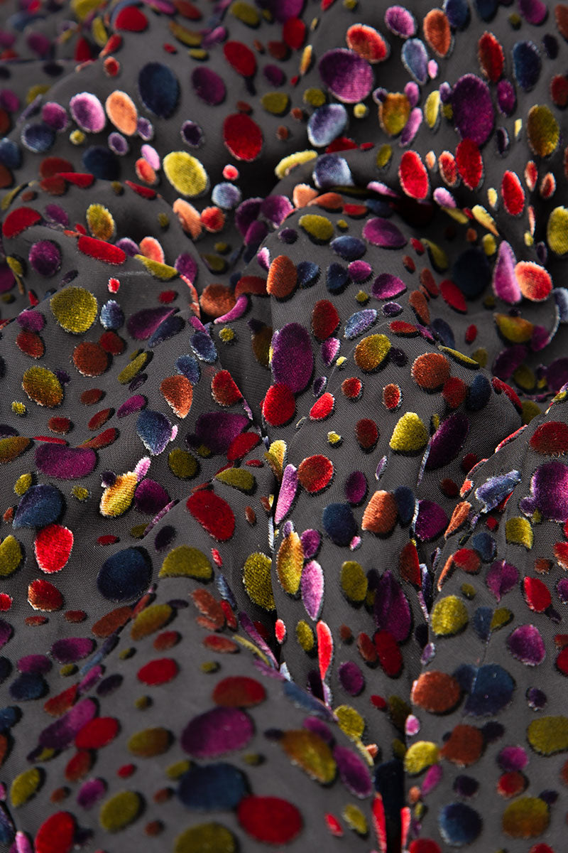 Veste festive évasée en velours de soie dévoré