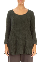 Flared Forest Mist Textured Linen Tunic 1
