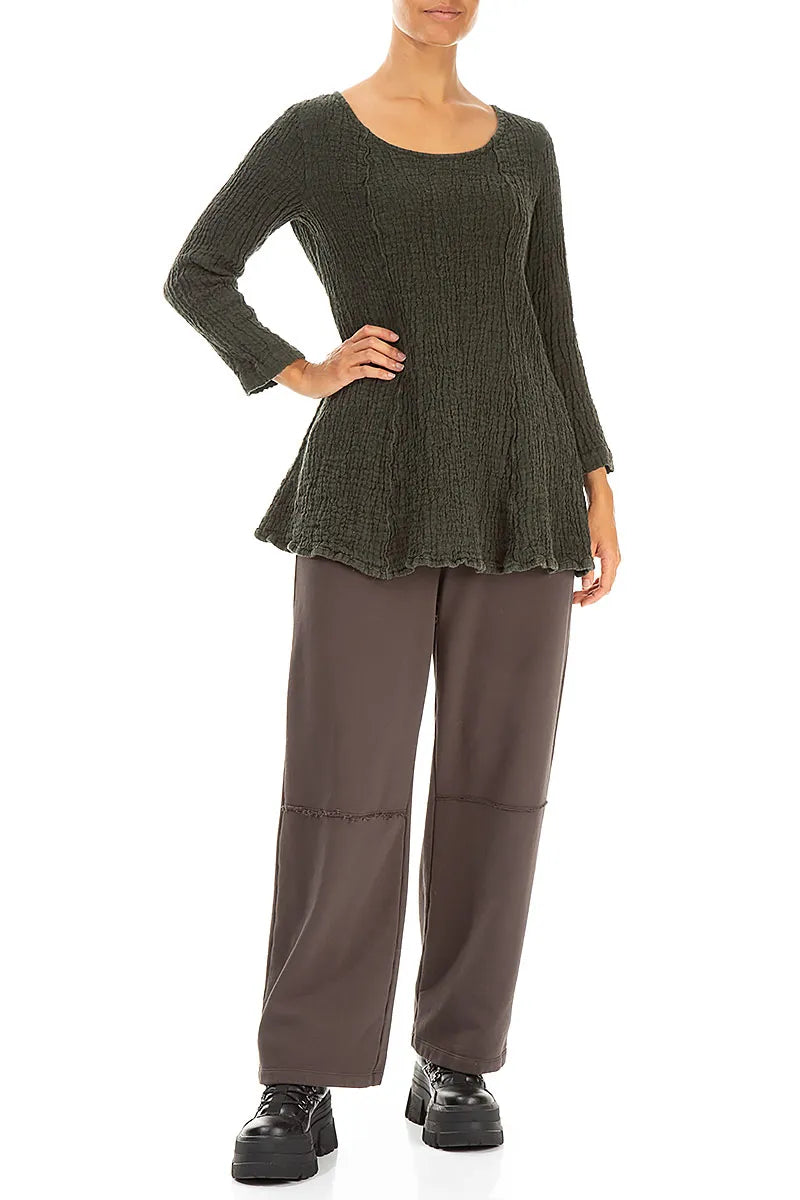 Flared Forest Mist Textured Linen Tunic 4