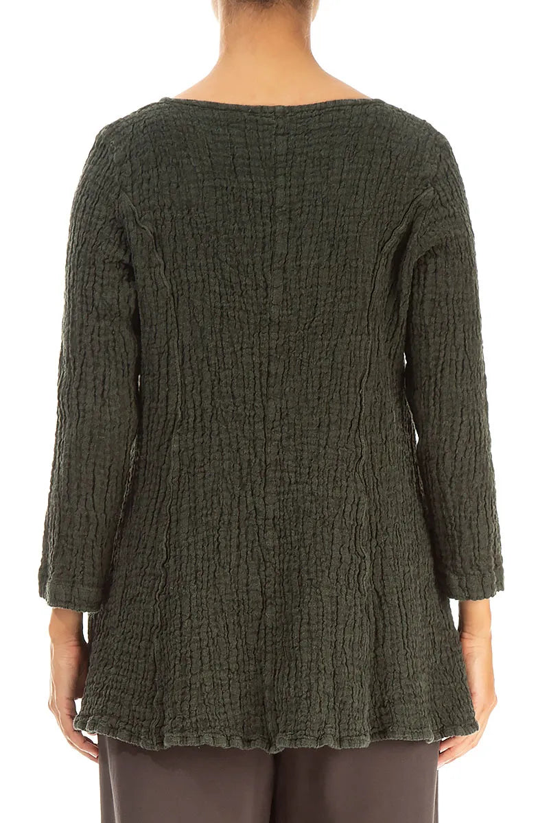 Flared Forest Mist Textured Linen Tunic 2