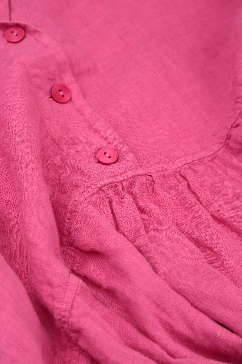 Flared Fuchsia Linen Blouse 7