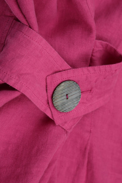 Flared Fuchsia Linen Dress 5
