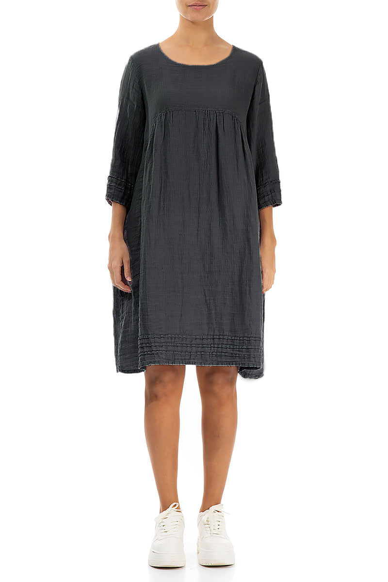 Flared Graphite Linen Dress 1