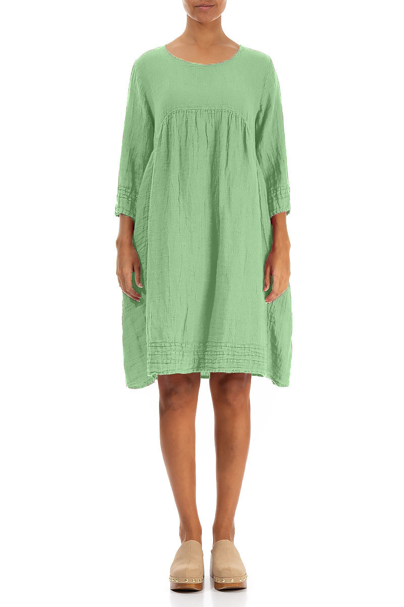 Flared Green Sorbet Linen Dress