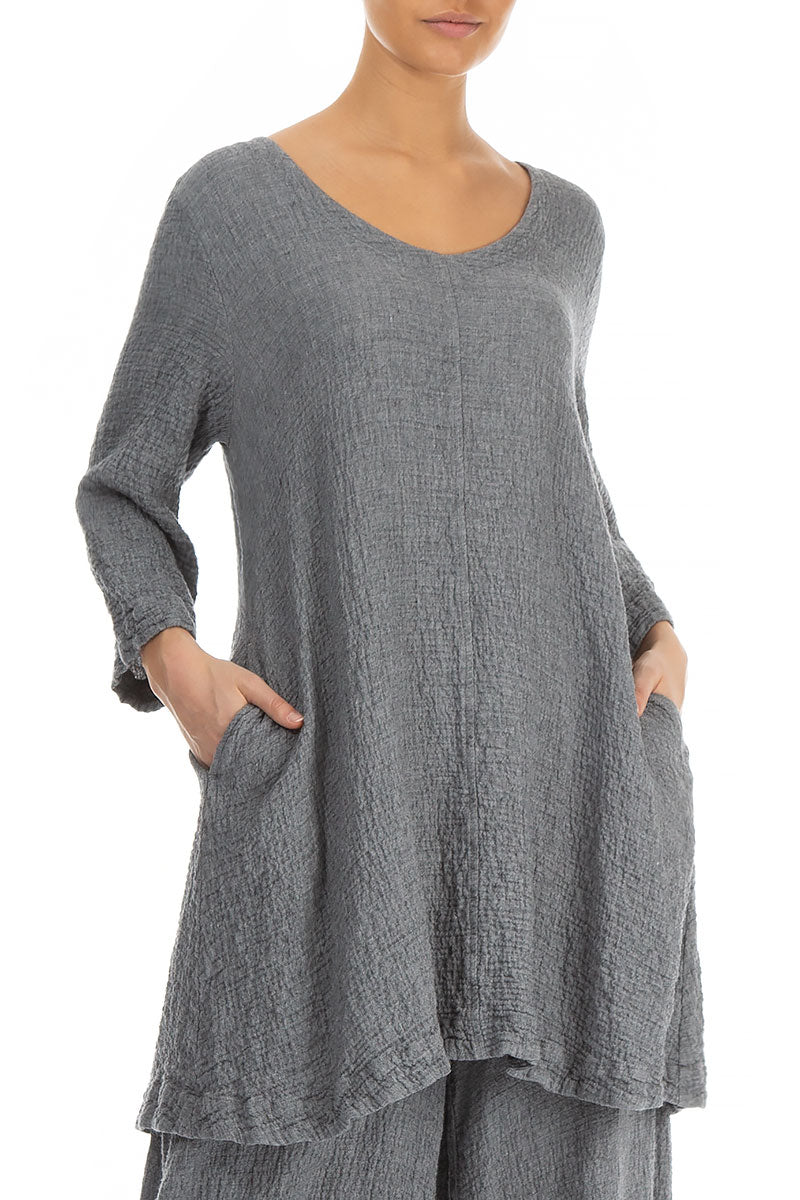 Flared Grey Wool Tunic 3