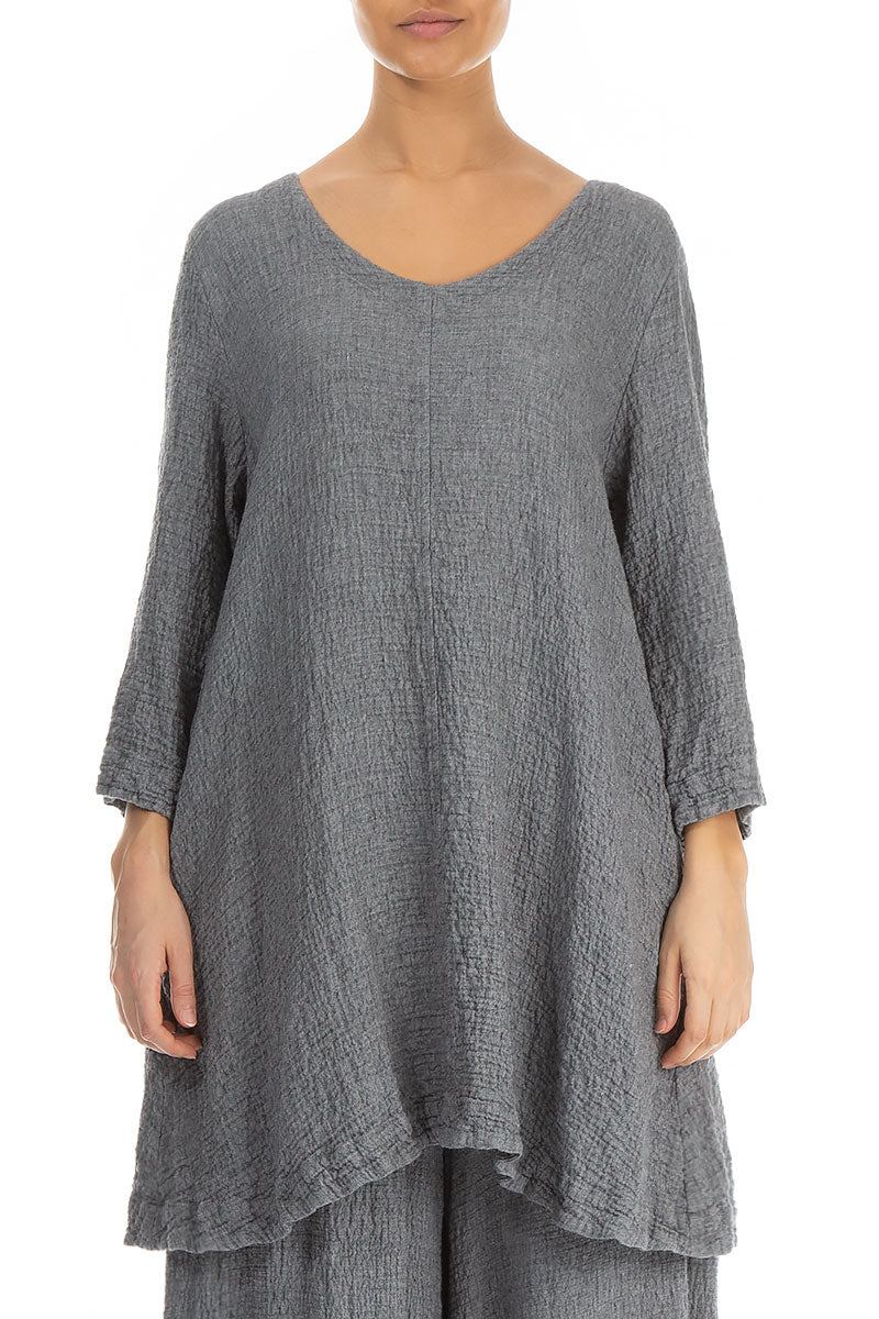 Flared Grey Wool Tunic 1