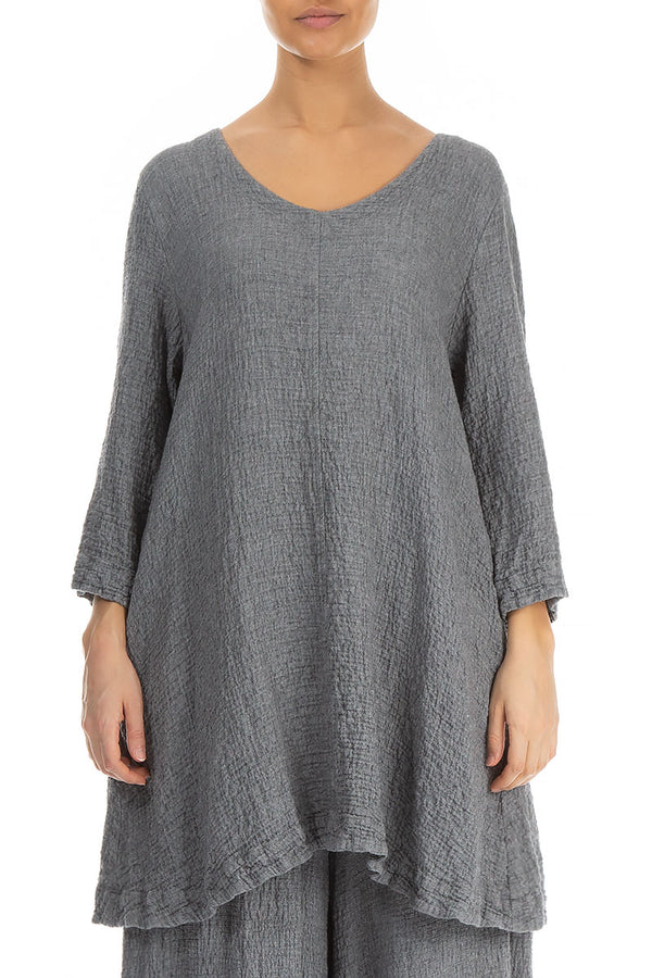 Flared Grey Wool Tunic 1