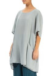 Flared Light Grey Silk Bamboo Tunic 3