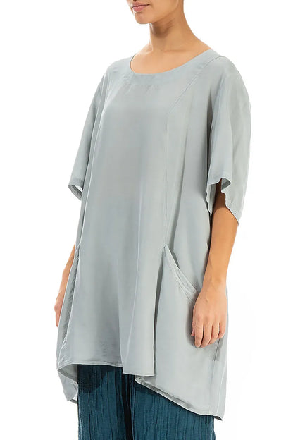 Flared Light Grey Silk Bamboo Tunic 3