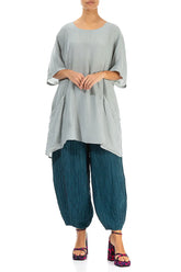 Flared Light Grey Silk Bamboo Tunic 4
