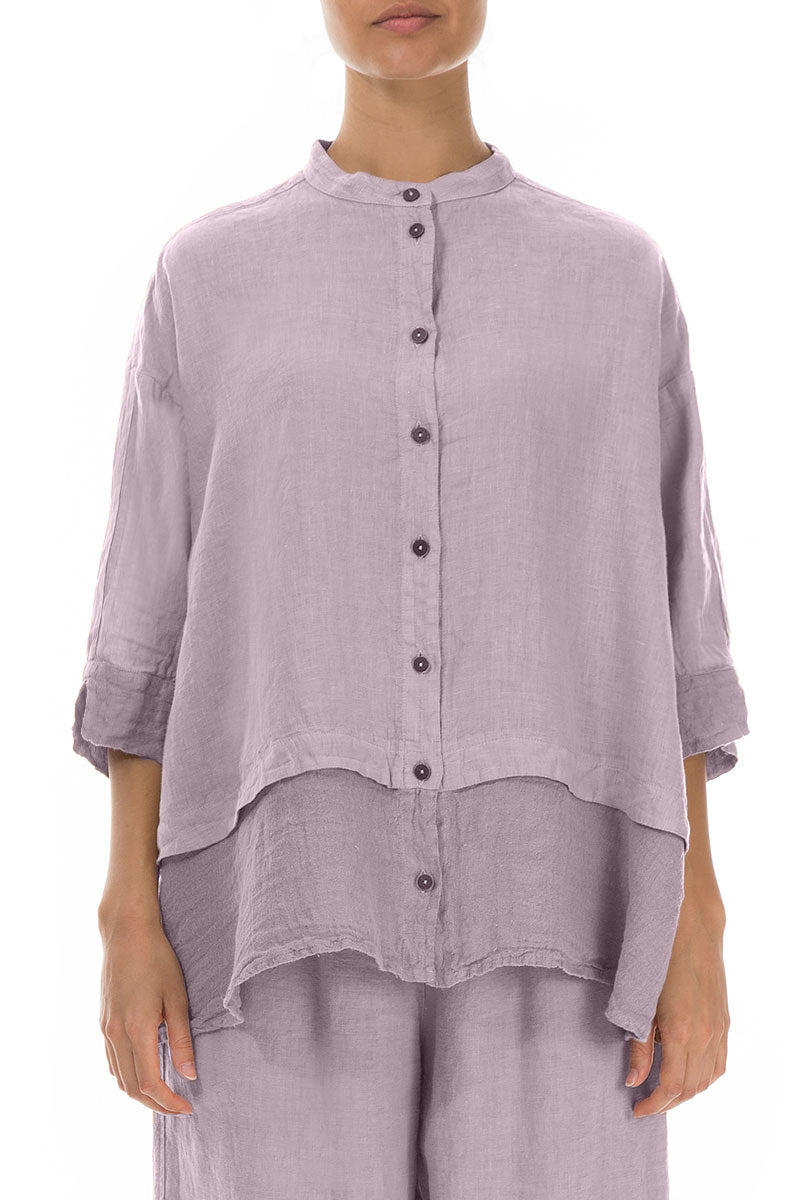 Chemise en lin lilas évasée