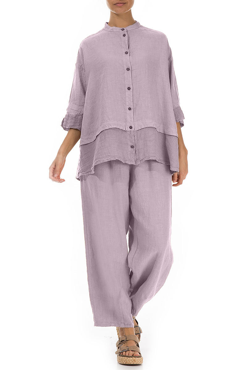 Flared Lilac Linen Shirt