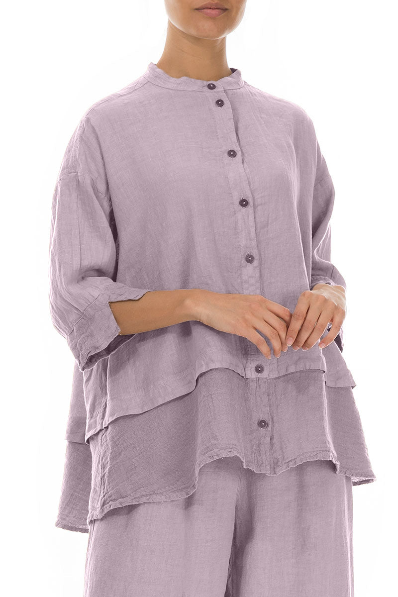 Flared Lilac Linen Shirt