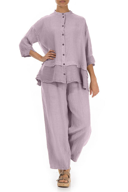 Flared Lilac Linen Shirt