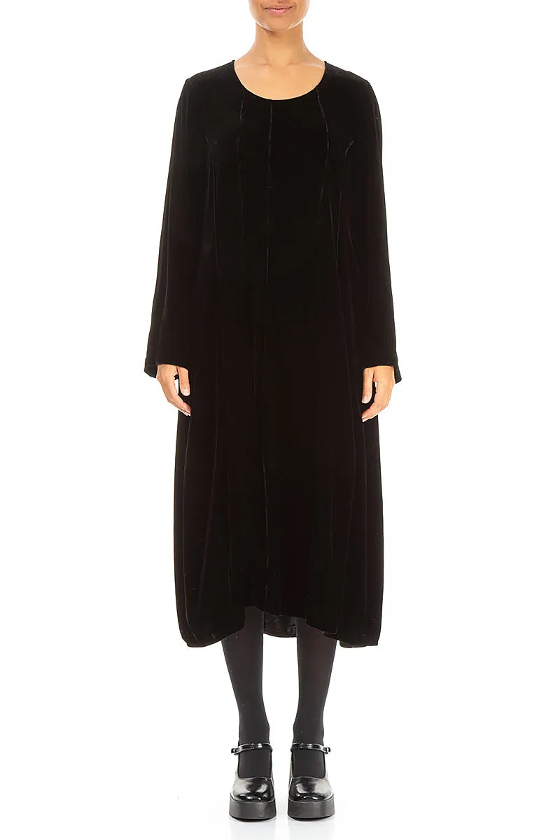 Black Silk Velvet Dress 1