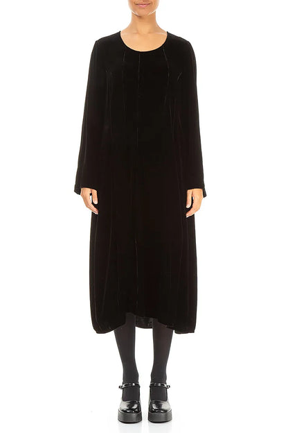 Black Silk Velvet Dress 1
