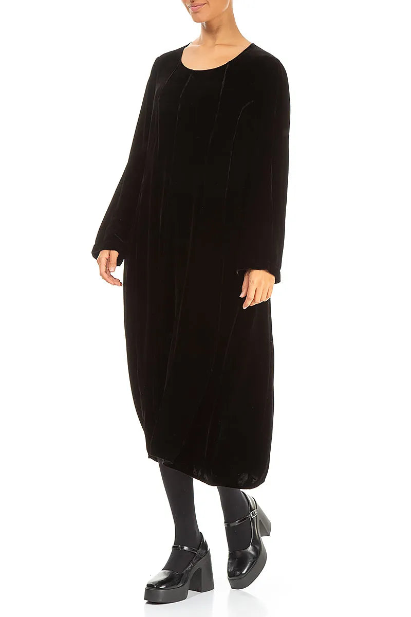 Black Silk Velvet Dress 3