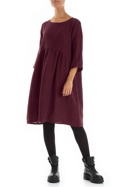 Flared Magenta Mélange Linen Midi Dress