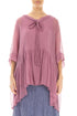 Flared Mauve Taupe Crepe Silk Blouse 1
