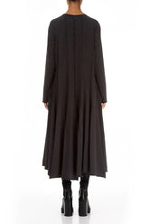 Flared Maxi Black Cotton Dress 2