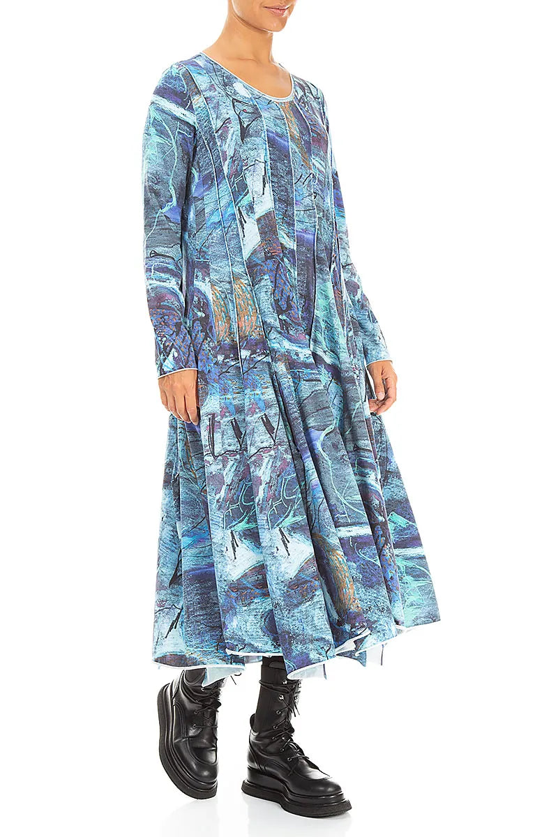 Flared Maxi Blue Reverie Cotton Dress