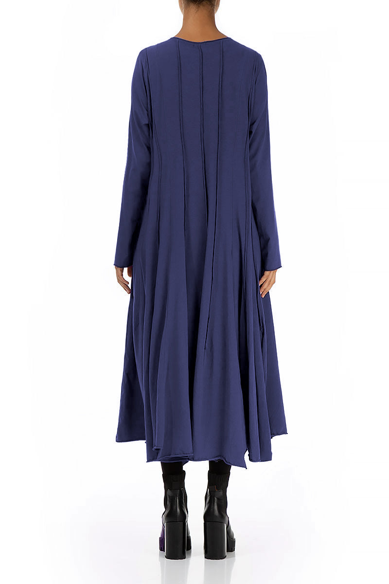 Flared Maxi Blue Violet Cotton Dress