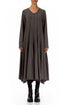 Flared Maxi Forest Brown Cotton Dress 1