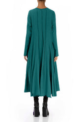 Flared Maxi Peacock Cotton Dress 2