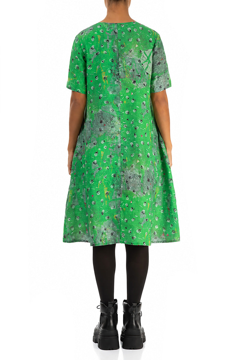 Robe midi évasée en Lin prairie