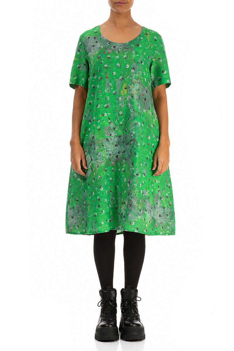 Robe midi évasée en Lin prairie