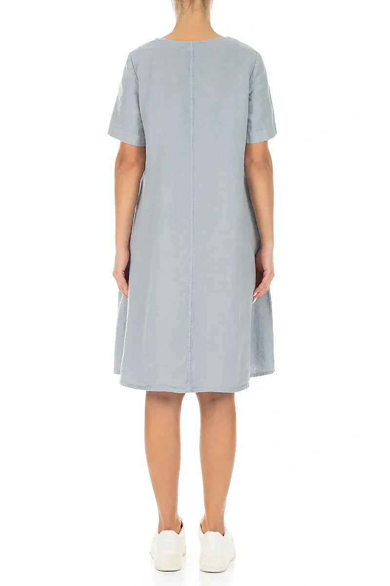 silver linen dress High Low Linen Dress / Grey
