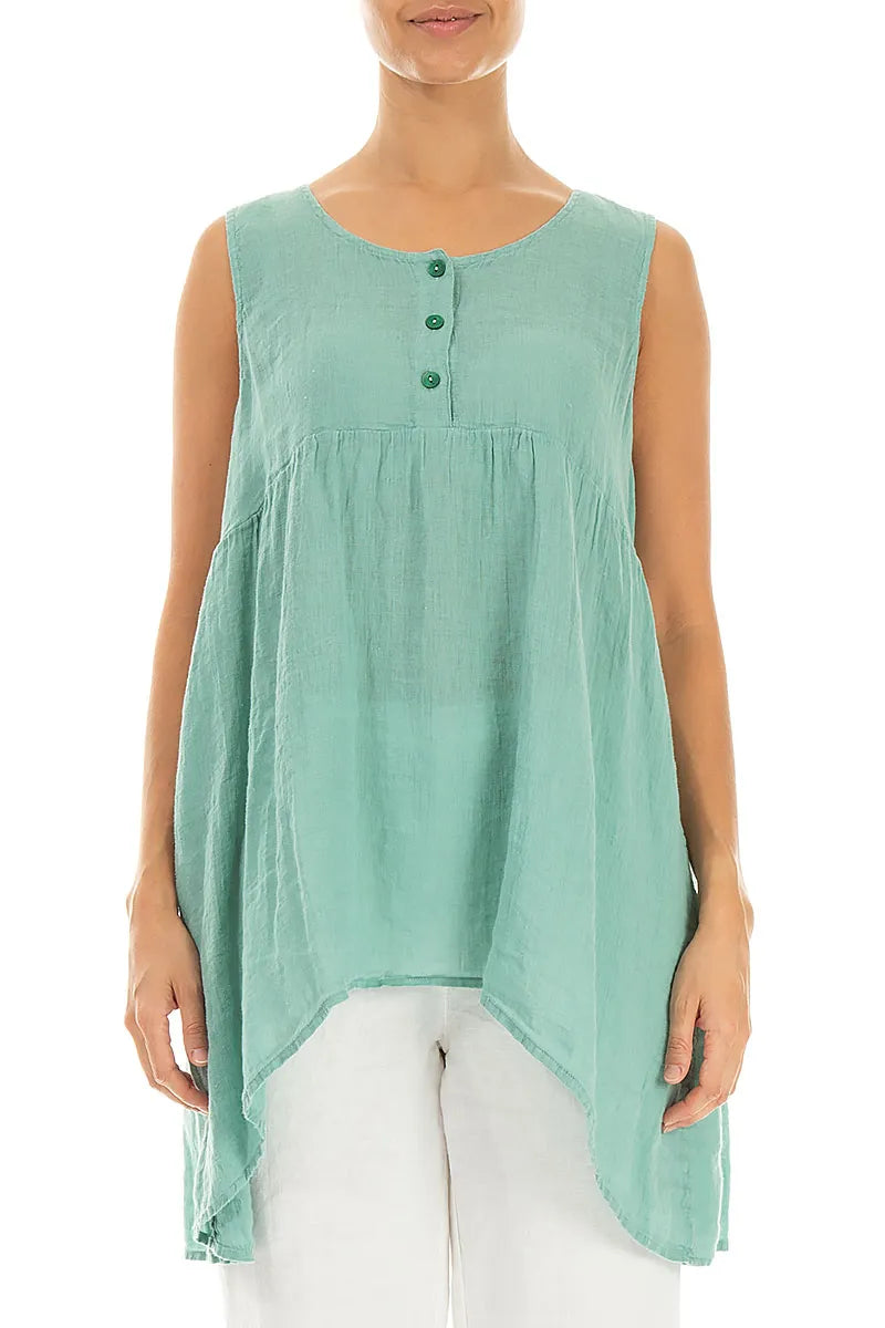 Flared Mint Gauze Linen Top