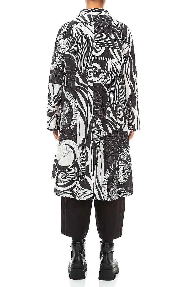 Flared Orbit Checkered Linen Cotton Jacket