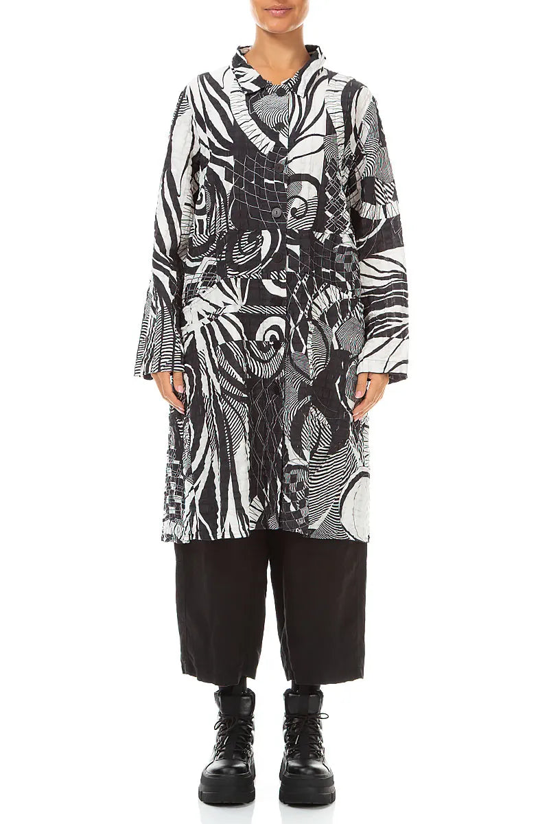 Flared Orbit Checkered Linen Cotton Jacket