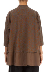Flared Ornamented Aged Copper Silk Cotton Shirt 2