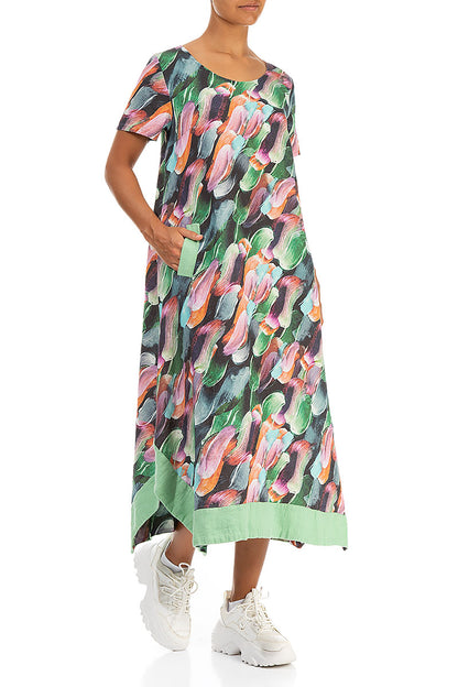 Flared Paint Charm Linen Dress 4