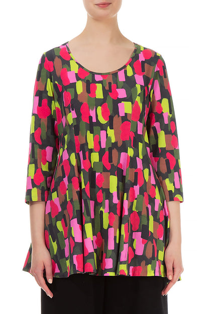 Flared Paint Mosaic Cotton Tunic