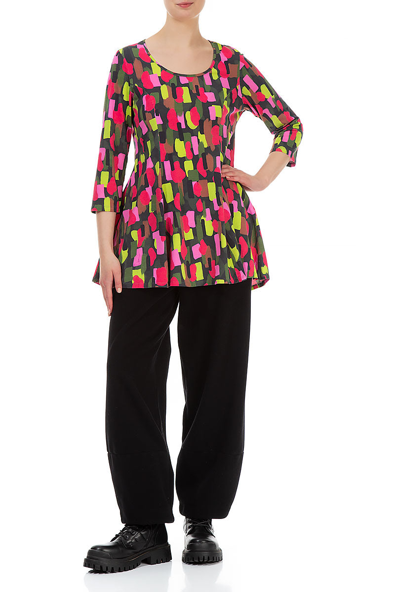 Flared Paint Mosaic Cotton Tunic