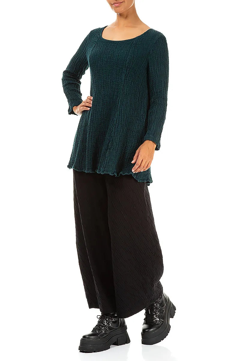 Flared Peacock Textured Linen Tunic 4