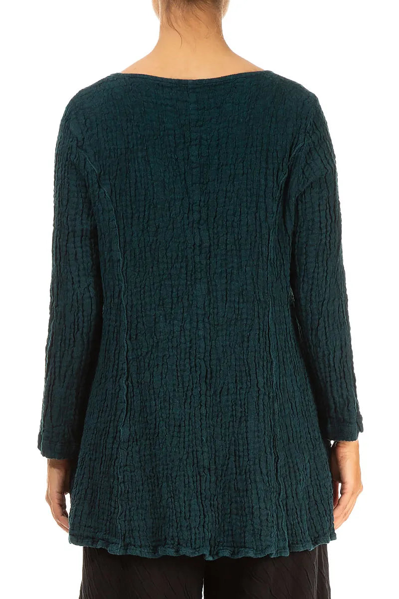 Flared Peacock Textured Linen Tunic 2