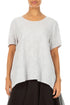 Flared Pearl Grey Textured Silk Viscose Blouse 1